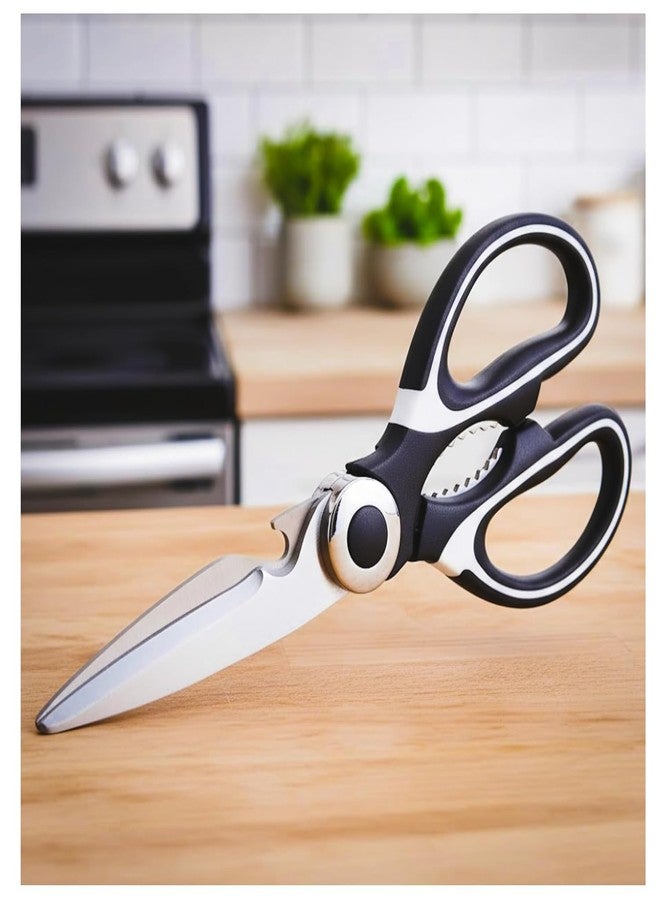 Corslet Heavy Duty Multi-Purpose Scissors Stainless Steel Utility Shears with Wire Cutter, Cable Stripper, Bottle Opener, Nut Cracker with Automatic Wire Stripper Tool Electrical Cutting Combo Set - Image 4