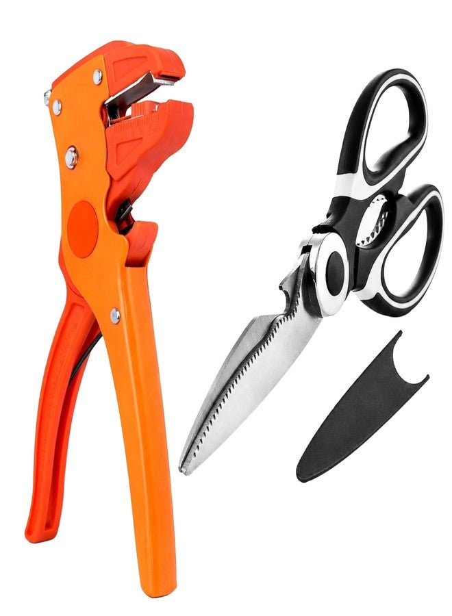 Corslet Heavy Duty Multi-Purpose Scissors Stainless Steel Utility Shears with Wire Cutter, Cable Stripper, Bottle Opener, Nut Cracker with Automatic Wire Stripper Tool Electrical Cutting Combo Set - Image 1