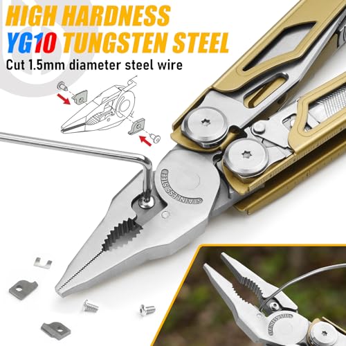 BIBURY Multitool Pliers Pro BI2045, 31-in-1 Stainless Steel Multi Tool with Replaceable Wire Cutters and Saw, Foldable Heavy-duty Multitool Set with Scissors and Screwdriver for Hiking Camping Repair - Image 3