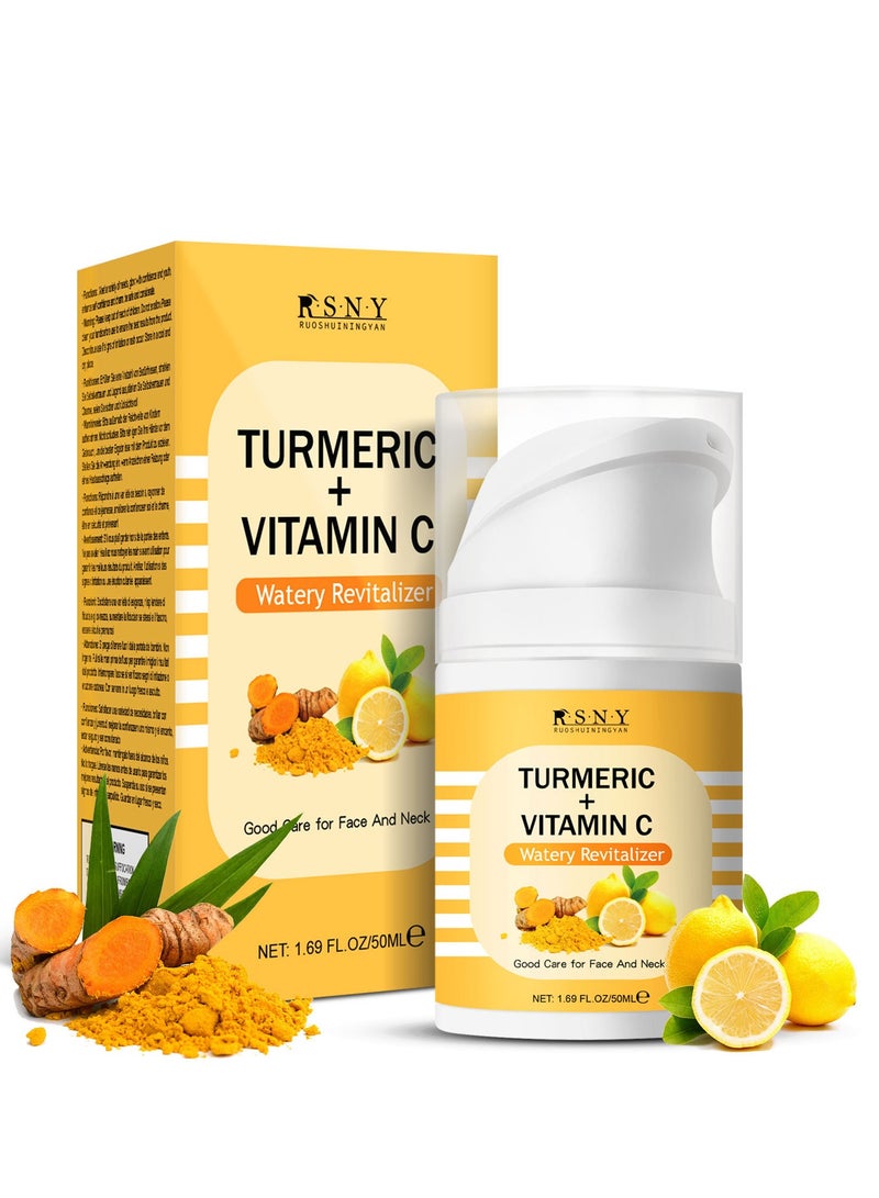 RSNY Turmeric Face Cream, Vitamin C Face Moisturiser, Anti Aging Cream For Radiant & Glowing Skin, Dark Spot Corrector Remover For Face, Natural Turmeric Cream Skin Care, Erase Fine Lines, Firming 50ml - Image 1