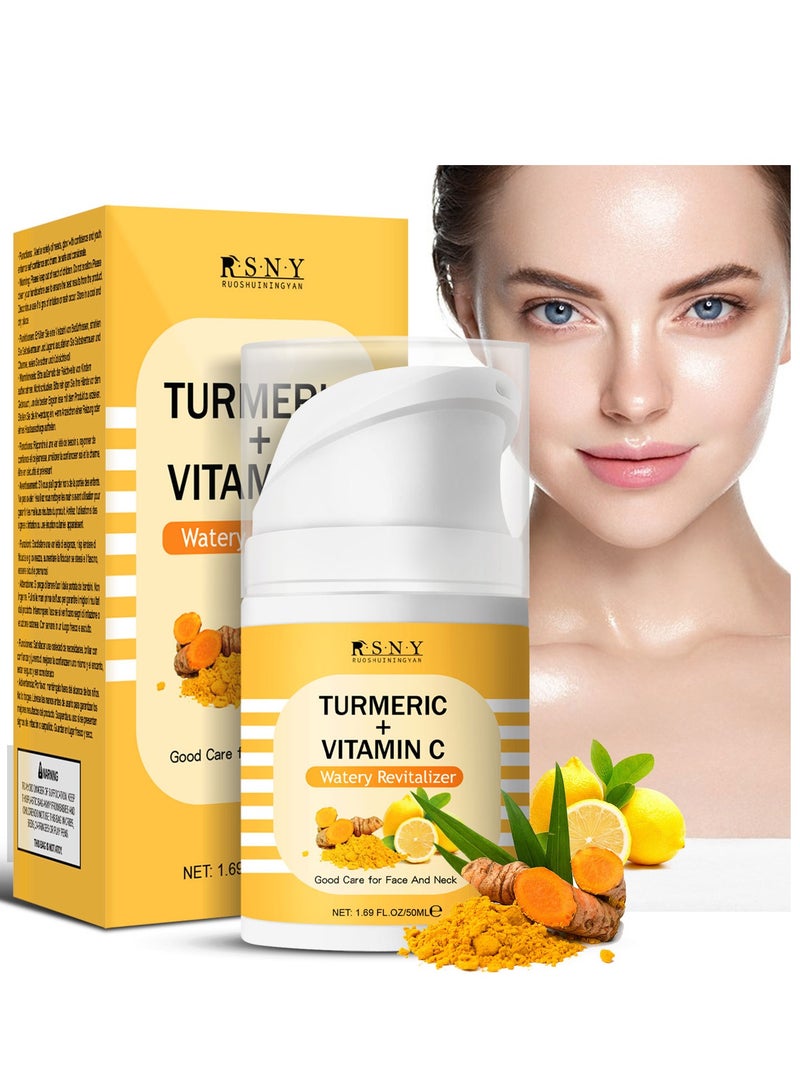 RSNY Turmeric Face Cream, Vitamin C Face Moisturiser, Anti Aging Cream For Radiant & Glowing Skin, Dark Spot Corrector Remover For Face, Natural Turmeric Cream Skin Care, Erase Fine Lines, Firming 50ml - Image 2