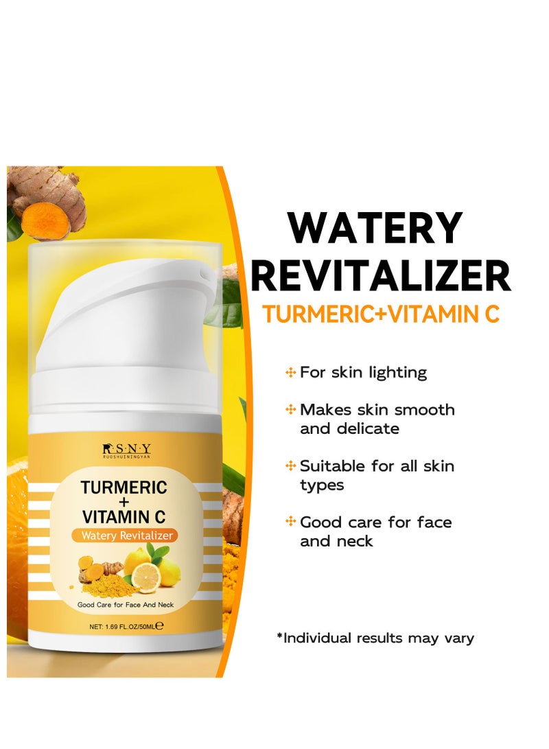 RSNY Turmeric Face Cream, Vitamin C Face Moisturiser, Anti Aging Cream For Radiant & Glowing Skin, Dark Spot Corrector Remover For Face, Natural Turmeric Cream Skin Care, Erase Fine Lines, Firming 50ml - Image 4