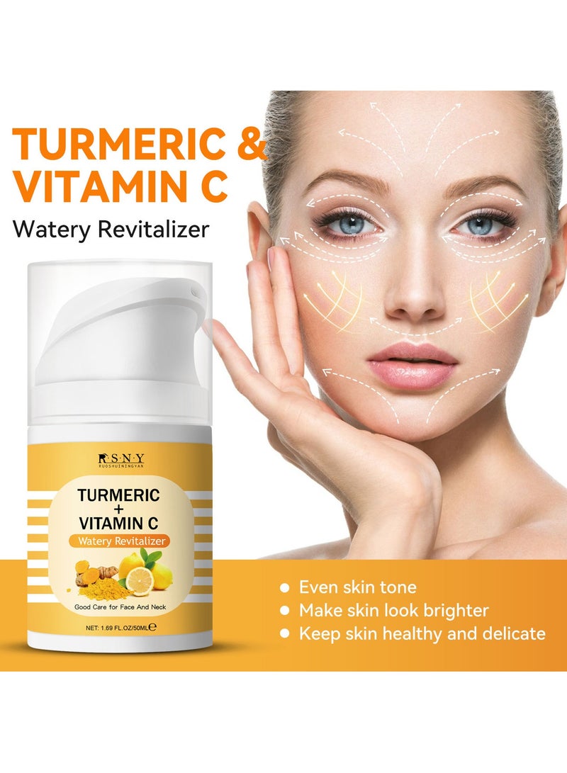 RSNY Turmeric Face Cream, Vitamin C Face Moisturiser, Anti Aging Cream For Radiant & Glowing Skin, Dark Spot Corrector Remover For Face, Natural Turmeric Cream Skin Care, Erase Fine Lines, Firming 50ml - Image 5