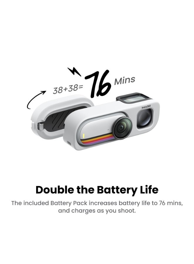 Insta360 GO 3S Retro Bundle Special Edition 128GB | Small 4K Vlogging Camera, Hands-Free POV Cam, Retro Filters, 4K30fps, Extra Bttery, Lightweight Wearable Vlog Camera for Street & Daily Shots - Canvas White - Image 3