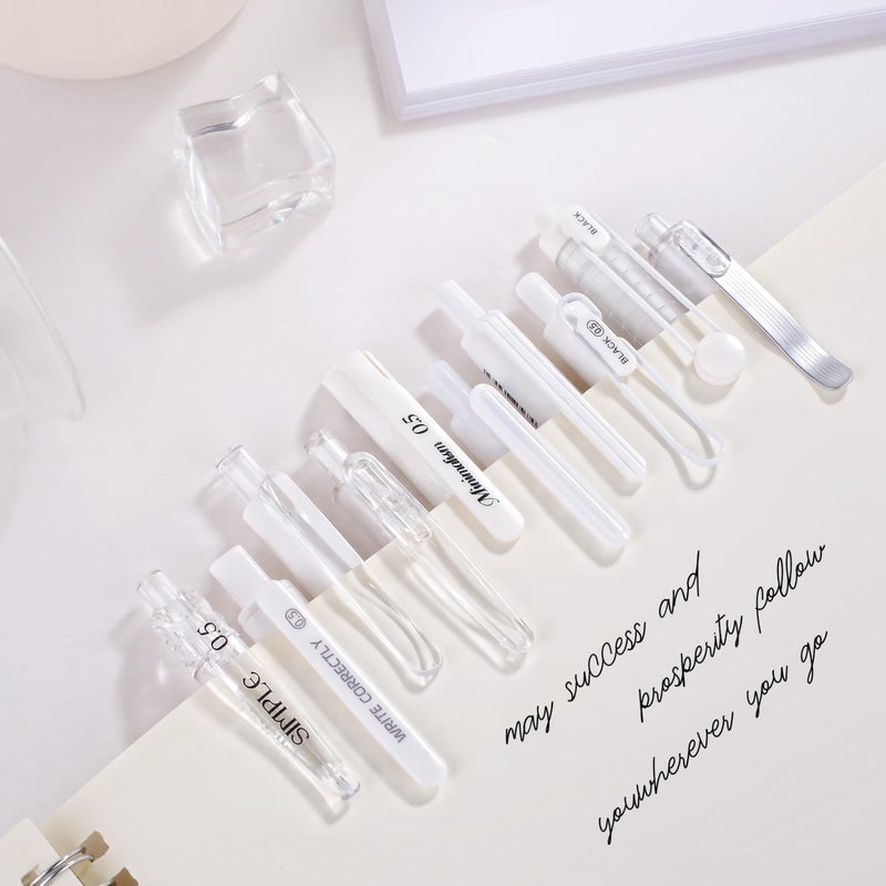 VideMundi 5 Count Pastel Gel Ink Pen Set,Cute Note Taking 0.5mm Fine Point Retractable 5 Count Black Ink Pens for Writing, Journaling, School, Office (White) - Image 3