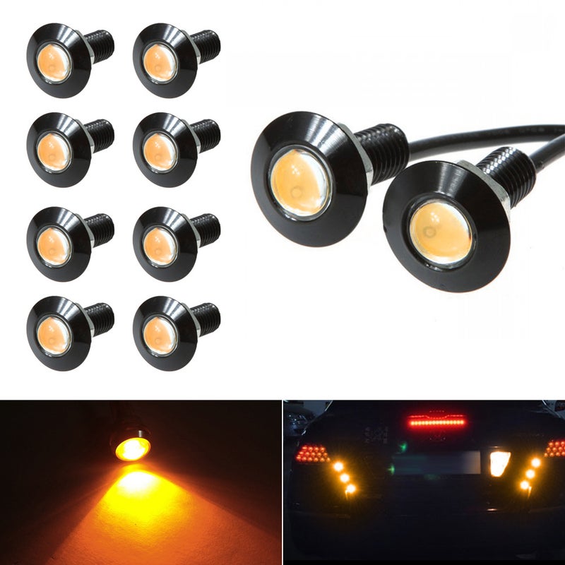 صحاب LED عين النسر مقاس 23 مم، ضوء إضاءة رمادية بالحركة رفيع للغاية ومقاوم للماء بشكل أسود من زجاجة الألومنيوم، إشارة تدوير سيارة دراجة نارية وضبابية وذيل وضوء عكس، حزمة من 10 قطع - Image 1
