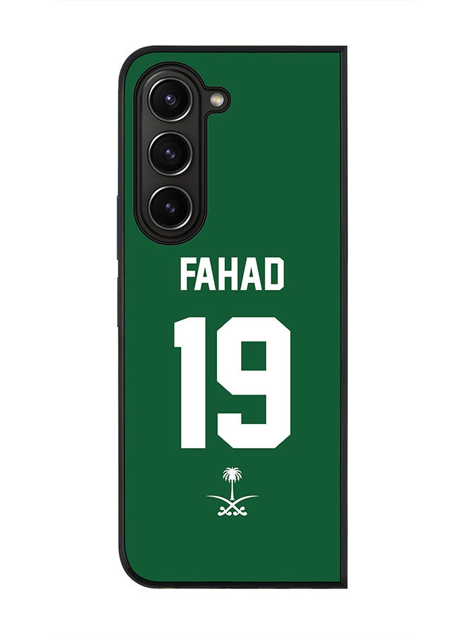 Stylizedd Rugged Black edge case for Samsung Galaxy Z Fold5, Slim fit Soft Case Flexible Rubber Edges Anti Drop TPU Gel Thin Cover -  Football Team - Saudi Arabia, Player Name - Fahad - Image 1