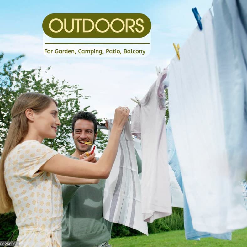 Idiomum Retractable Clothesline Indoor Outdoor Heavy Duty 40 Feet - PVC Clothes Line Retracting - Clothesline with Wall Mount - Retractable Laundry Line for Drying Clothes with 12 ClothesPins - Image 4