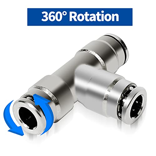 KEIYSHOLCK Brass 1/4" Tube OD 3 Way Union Tee Air Fittings Push to Connect Tube Fitting Quick Pneumatic Connector Push Lock Fittings - 2 Pack - Image 2