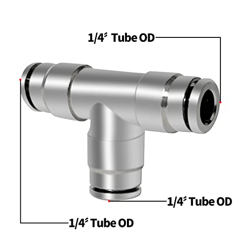 KEIYSHOLCK Brass 1/4" Tube OD 3 Way Union Tee Air Fittings Push to Connect Tube Fitting Quick Pneumatic Connector Push Lock Fittings - 2 Pack - Image 5