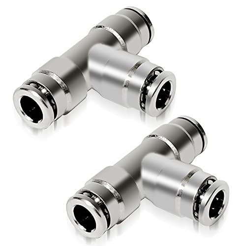 KEIYSHOLCK Brass 1/4" Tube OD 3 Way Union Tee Air Fittings Push to Connect Tube Fitting Quick Pneumatic Connector Push Lock Fittings - 2 Pack - Image 1