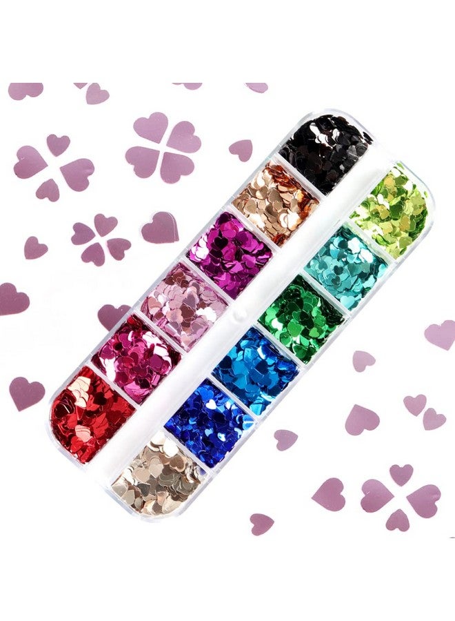 Furimuk Heart Glitter Sequins For Valentine'S Day Nail Art12 Colors 3D Holographic Sparkles Heart Shape Flakes Sticker Confetti Glitter Nail Decals For Nail Decoration Eye Face Body Diy Crafts - Image 5