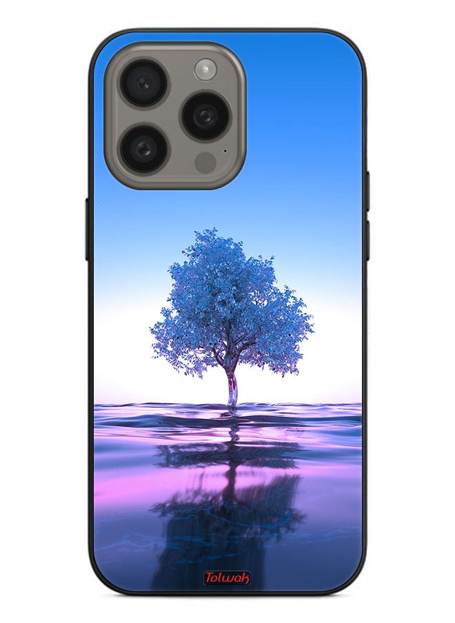 Tolwak Apple iPhone 15 Pro Protective Case Cover Tree Neon Body Of Water Reflection Digital Art  - Image 2