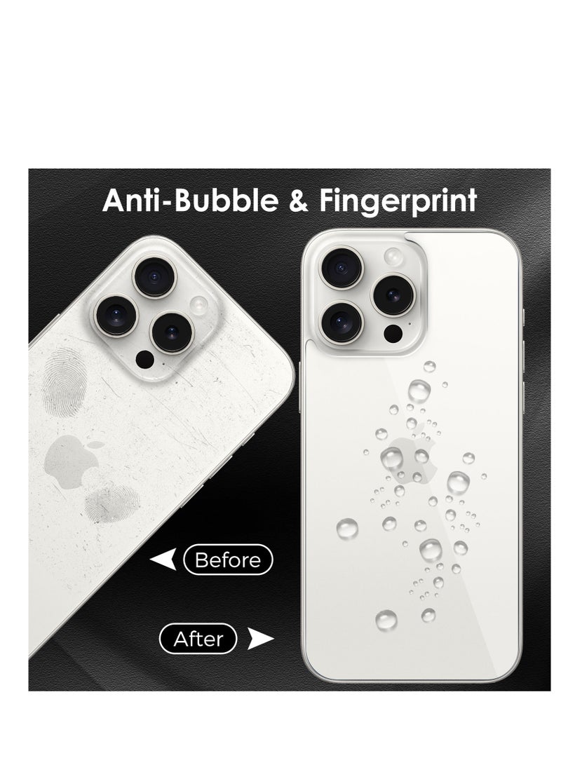 3 in 1 Screen Protector for iPhone 15 Pro, Front and Back Tempered Glass Screen Protector, Camera Lens Protector Ultra Thin Bubble Free(6.1 inch) - Image 4