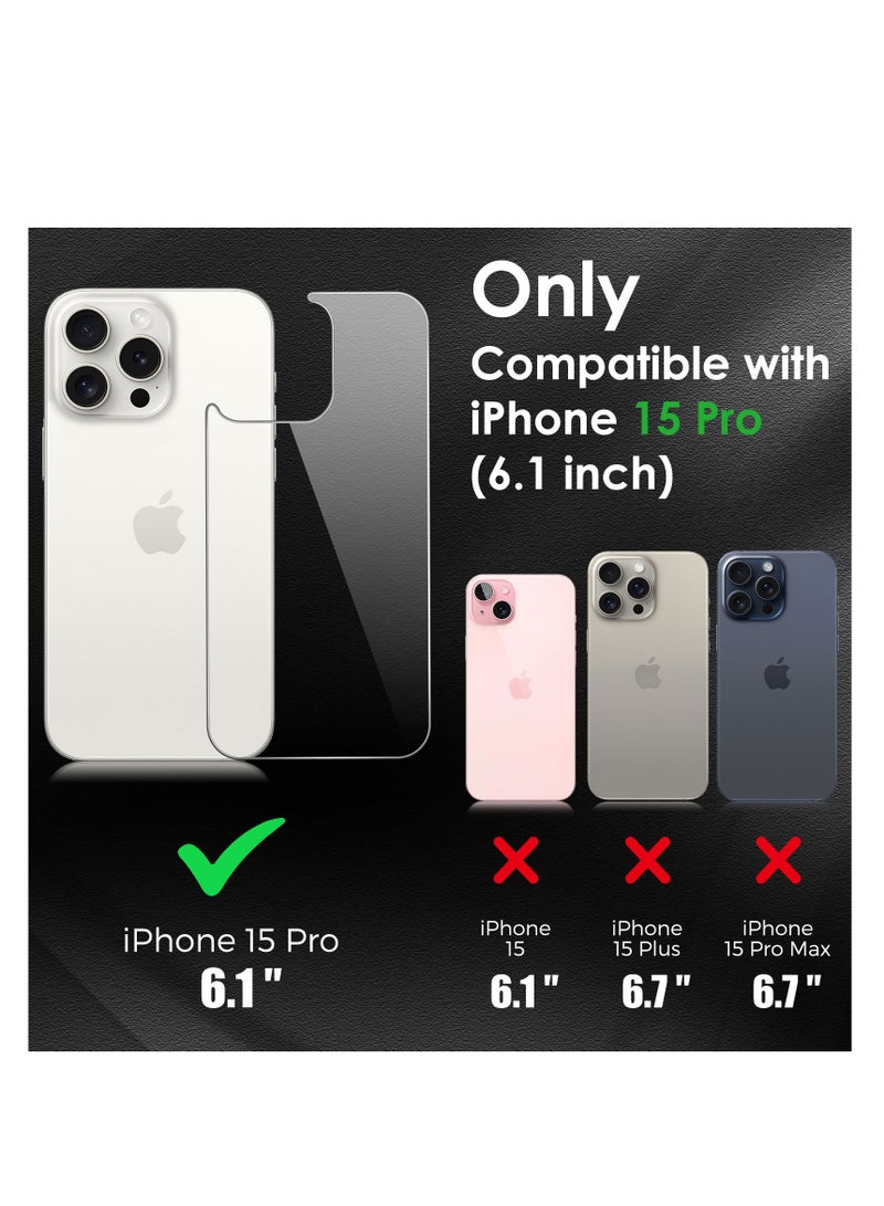 3 in 1 Screen Protector for iPhone 15 Pro, Front and Back Tempered Glass Screen Protector, Camera Lens Protector Ultra Thin Bubble Free(6.1 inch) - Image 2