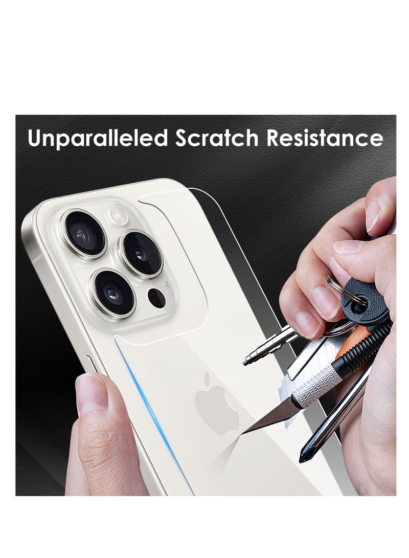 3 in 1 Screen Protector for iPhone 15 Pro, Front and Back Tempered Glass Screen Protector, Camera Lens Protector Ultra Thin Bubble Free(6.1 inch) - Image 3