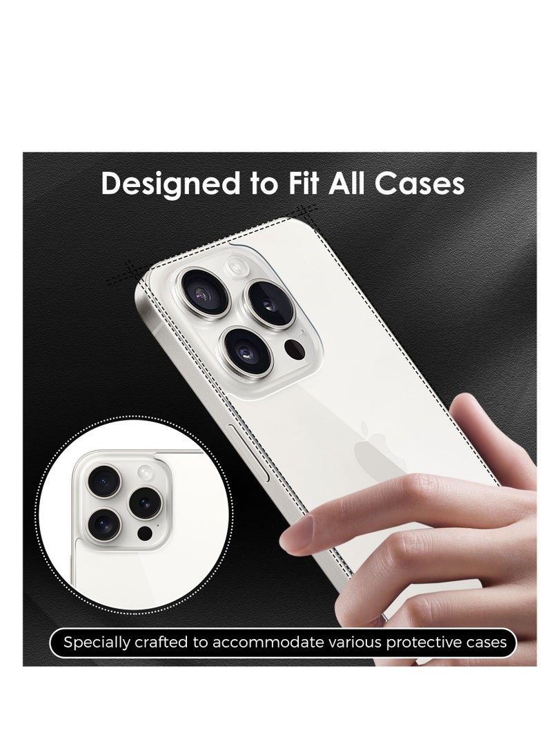 3 in 1 Screen Protector for iPhone 15 Pro, Front and Back Tempered Glass Screen Protector, Camera Lens Protector Ultra Thin Bubble Free(6.1 inch) - Image 5
