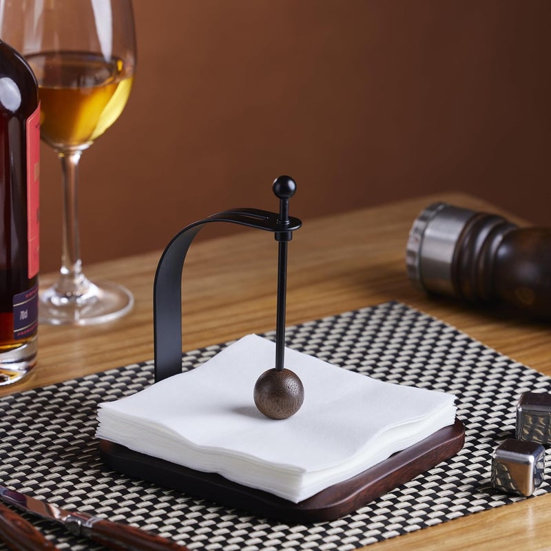 celestree South American Rain Wood Napkin Holder for Table - Nordic Style Wooden Cocktail Napkin Holder Fits 5-7" Napkins - Windproof Dispenser for Kitchen, Coffee Bar, Cocktail Bar (Gift Idea) - Image 5