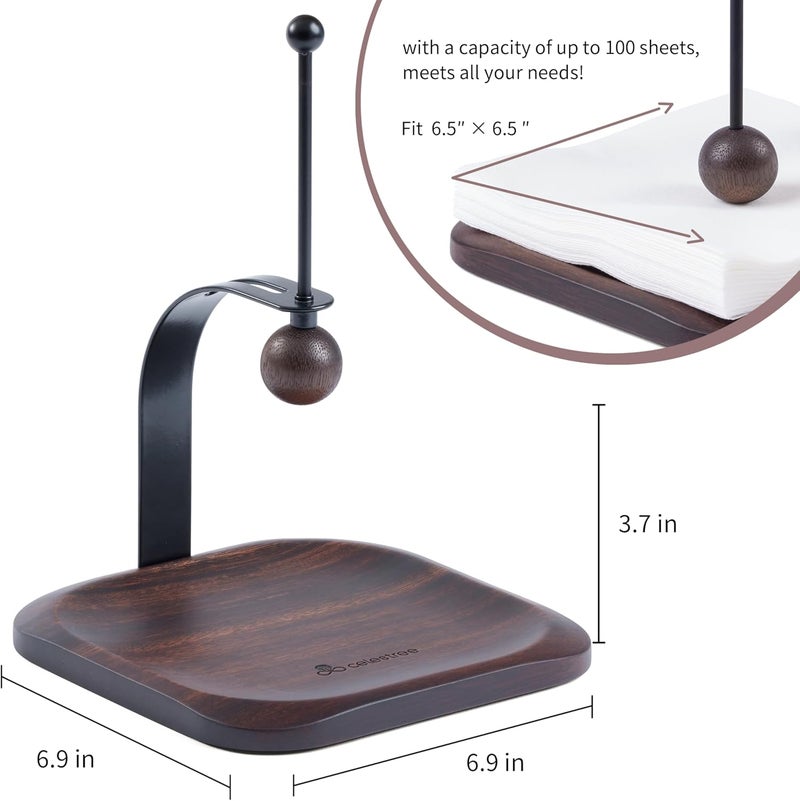 celestree South American Rain Wood Napkin Holder for Table - Nordic Style Wooden Cocktail Napkin Holder Fits 5-7" Napkins - Windproof Dispenser for Kitchen, Coffee Bar, Cocktail Bar (Gift Idea) - Image 2