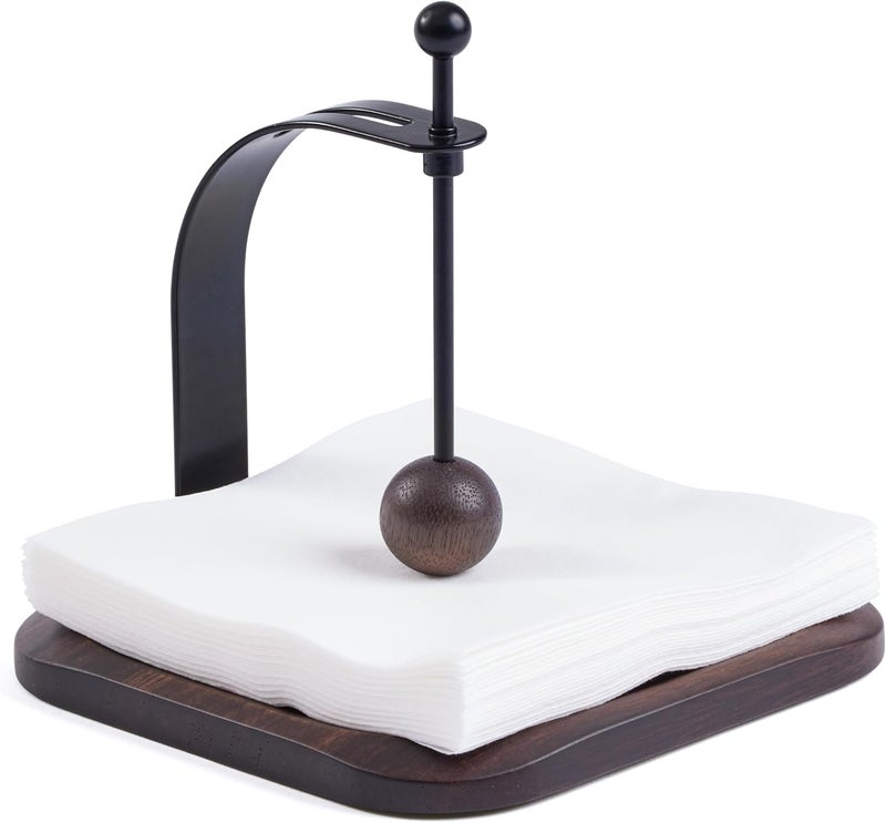 celestree South American Rain Wood Napkin Holder for Table - Nordic Style Wooden Cocktail Napkin Holder Fits 5-7" Napkins - Windproof Dispenser for Kitchen, Coffee Bar, Cocktail Bar (Gift Idea) - Image 1