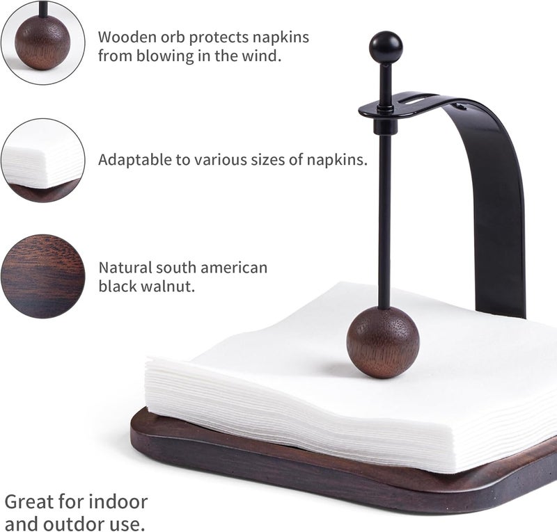 celestree South American Rain Wood Napkin Holder for Table - Nordic Style Wooden Cocktail Napkin Holder Fits 5-7" Napkins - Windproof Dispenser for Kitchen, Coffee Bar, Cocktail Bar (Gift Idea) - Image 4