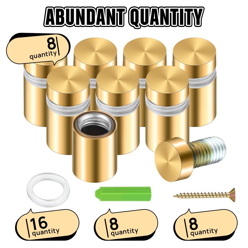Ferraycle 8 Sets Standoff Screws Stainless Steel Advertising Standoff Mount Metal Hardware Sign Mounting Hardware for Hanging Acrylic Picture Frame(1/2 x 0.79 Inch) - Image 2