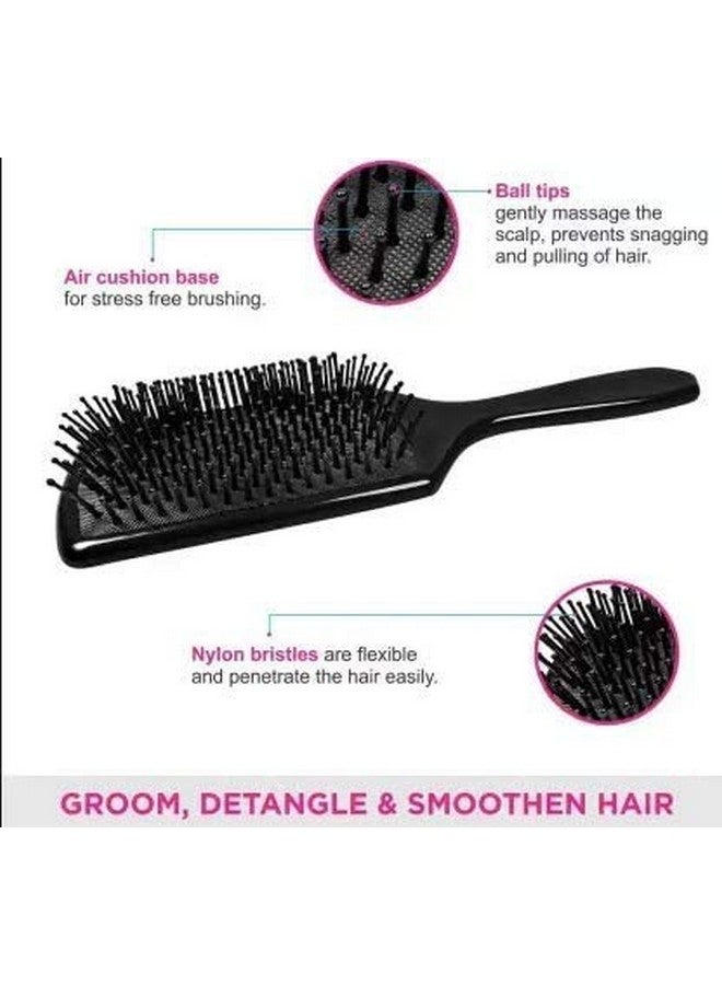 LOWPRICE Combo of Cushion Paddle Hair Brush and Round Hair Comb Brush with Soft Nylon Bristles for Women and Men - Image 2