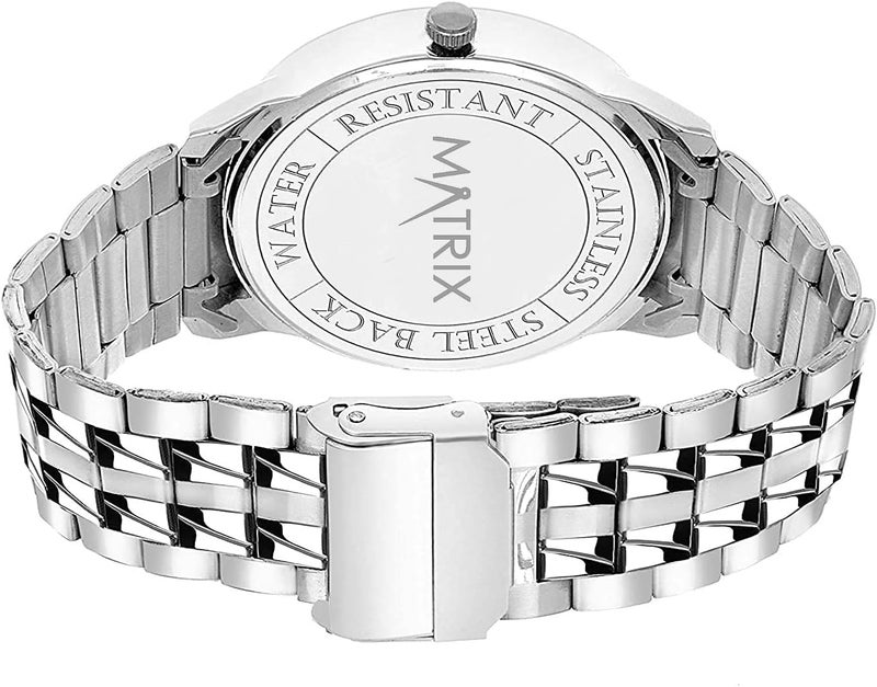 ماتريكس ساعة ماتريكس دي آند ديت أنالوج للرجال والأولاد (أسود)، فضي، حزام - Image 5