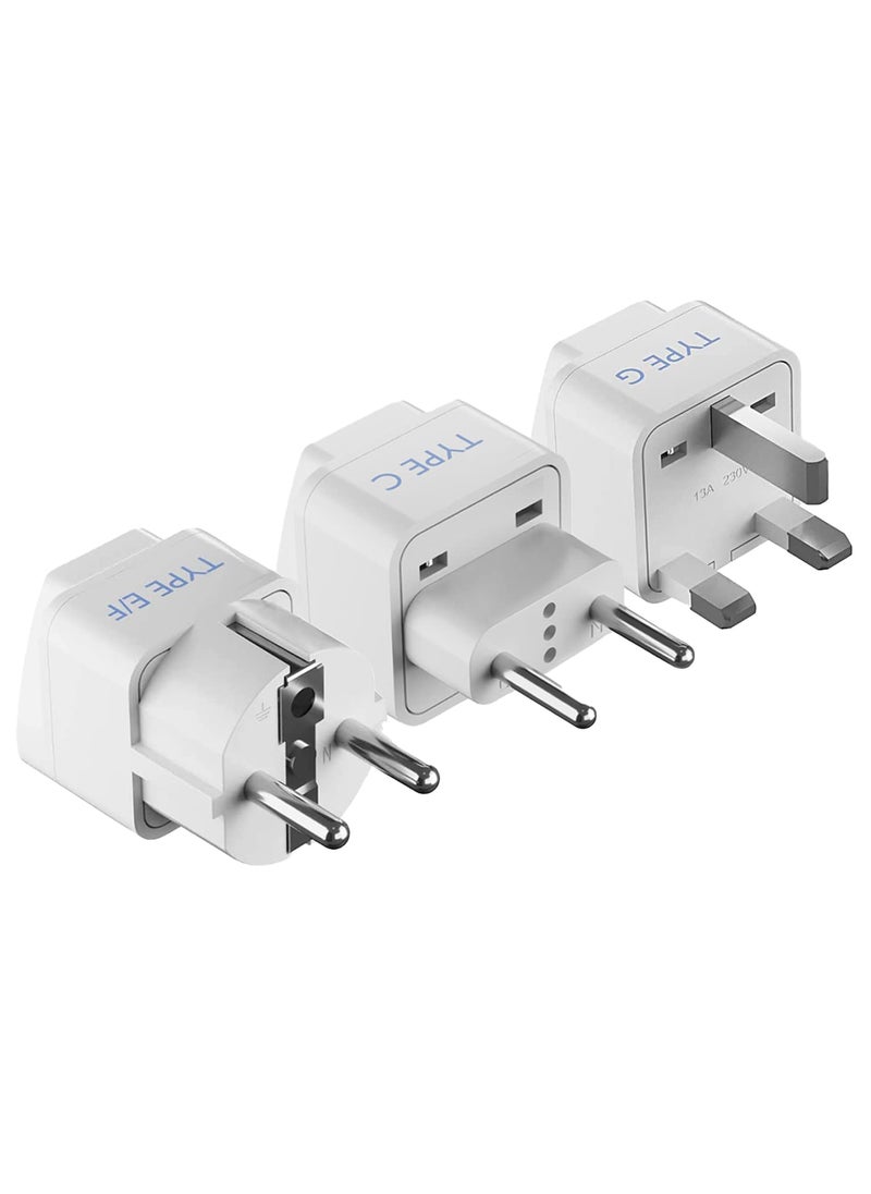 Ceptics Ceptics European Travel Plug Adapter Light Weight Type C Schuko Type EF Type G Ultra Compact India to Most of Europe UK UAE CE Certified RoHS Compliant EU3SET  - Image 1