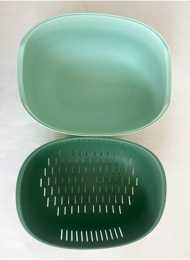 XIANGYU - Kitchen Double Drain Basket Plastic Multifunction Oval Washing And Storage Fruit Vegetable - Image 1