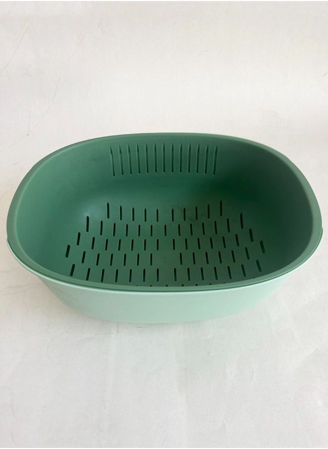 XIANGYU - Kitchen Double Drain Basket Plastic Multifunction Oval Washing And Storage Fruit Vegetable - Image 1