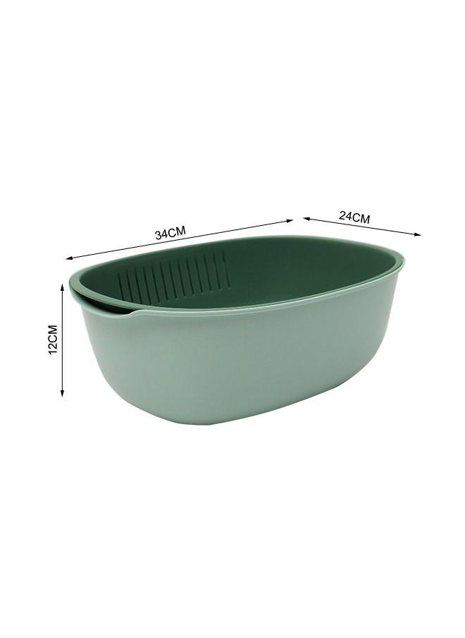 XIANGYU - Kitchen Double Drain Basket Plastic Multifunction Oval Washing And Storage Fruit Vegetable - Image 1