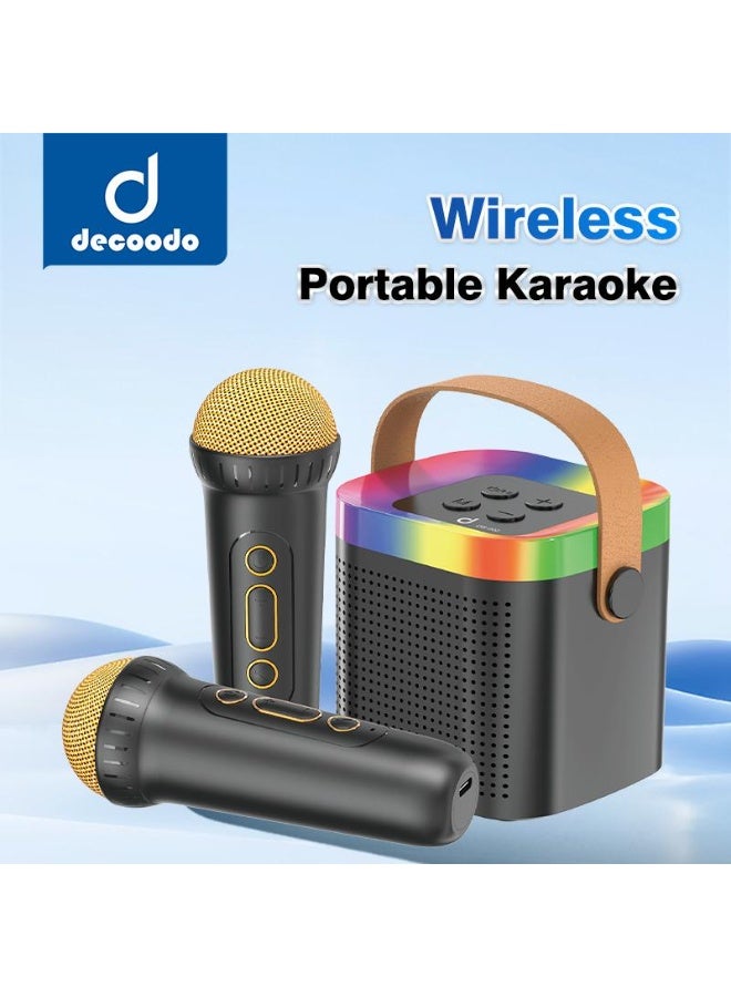 دکودو ديكودو DS-002 مكبّر صوت بلوتوث محمول للكاريوكي – بطارية 1500 ملّي أمبير – منفذ Type-C / بطاقة TF – أسود / أبيض - Image 1