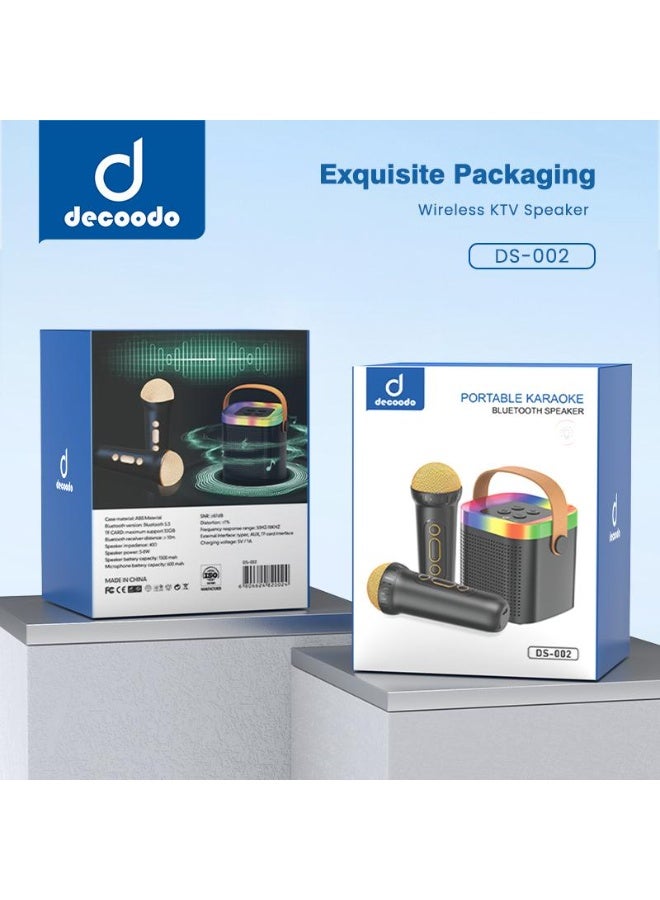 دکودو ديكودو DS-002 مكبّر صوت بلوتوث محمول للكاريوكي – بطارية 1500 ملّي أمبير – منفذ Type-C / بطاقة TF – أسود / أبيض - Image 2