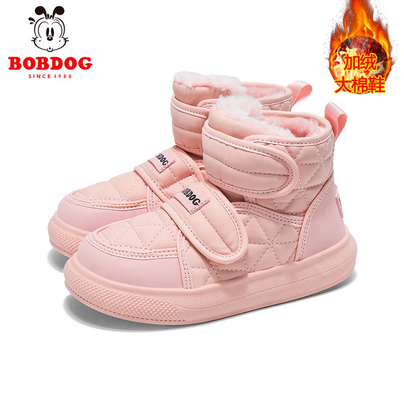 Babudou Children'S Snow Boots, New Winter Model, For Older Boys And Girls, Fleece-Lined, Thickened, Large Cotton Boots, Waterproof And Cold-Resistant Shoes - Image 1