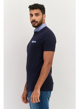 Jules Men Slim Fit Plain Short Sleeves Front Pocket Polo, Navy  - Image 2