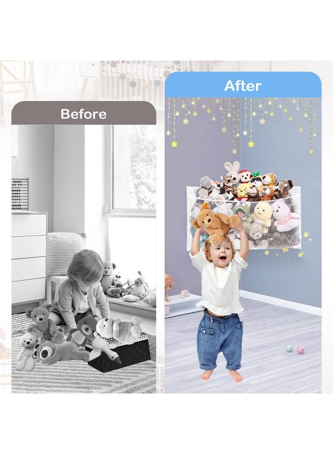 ANROYE Large Corner Stuffed Animal Storage, Kids Plushies Toy White Wall Hammock for Girls Room, Baby Squishmallow Holder for Nursery, Organizer Idea for Bear Hanging Display Boy Gift - Image 3