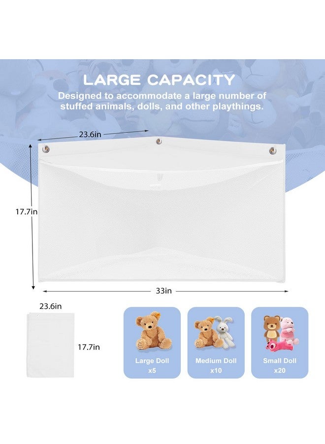 ANROYE Large Corner Stuffed Animal Storage, Kids Plushies Toy White Wall Hammock for Girls Room, Baby Squishmallow Holder for Nursery, Organizer Idea for Bear Hanging Display Boy Gift - Image 4