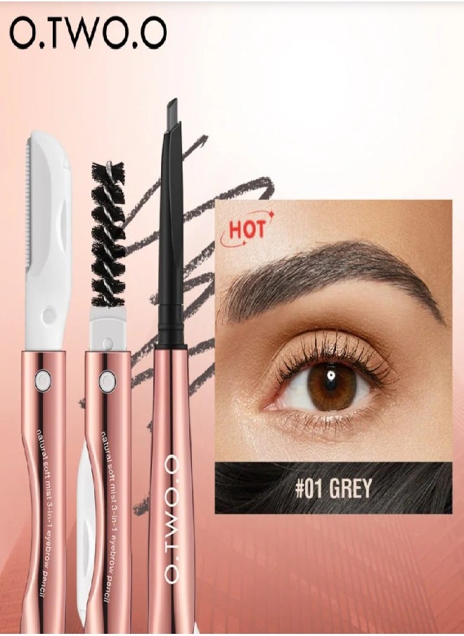O.TWO.O O.TWO.O Natural Soft Mist 3 IN 1 Eyebrow Pencil 0.12 gm Grey 01  - Image 1