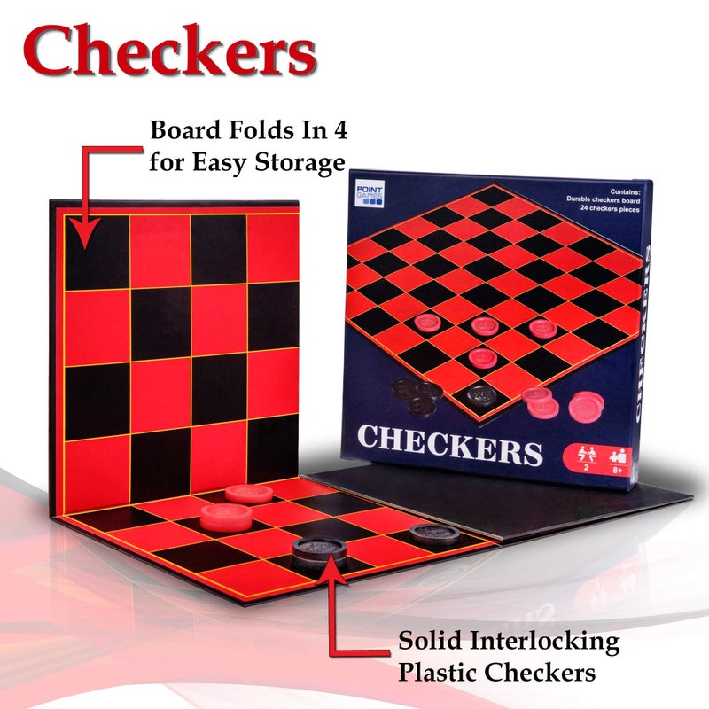 Point Games Checkers Board for Kids– Fun Checkerboard Game for Boys and Girls - Interlocking Checkers with Foldable Board by Point Games - Image 4