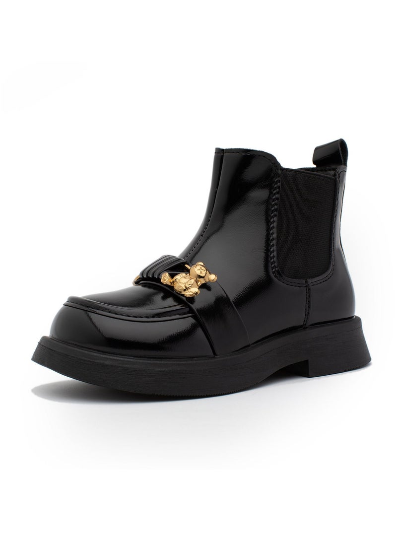 Lucky Kids - Lucky Kids Girls Synthetic Winter Ankle Boots With Side Zipper And Teddy Bear Design For Little/Big Kids - Image 1