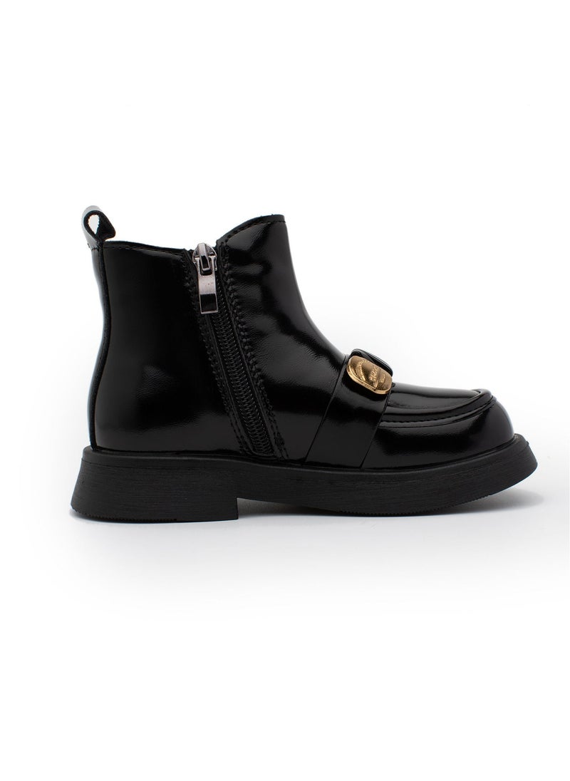 Lucky Kids - Lucky Kids Girls Synthetic Winter Ankle Boots With Side Zipper And Teddy Bear Design For Little/Big Kids - Image 1
