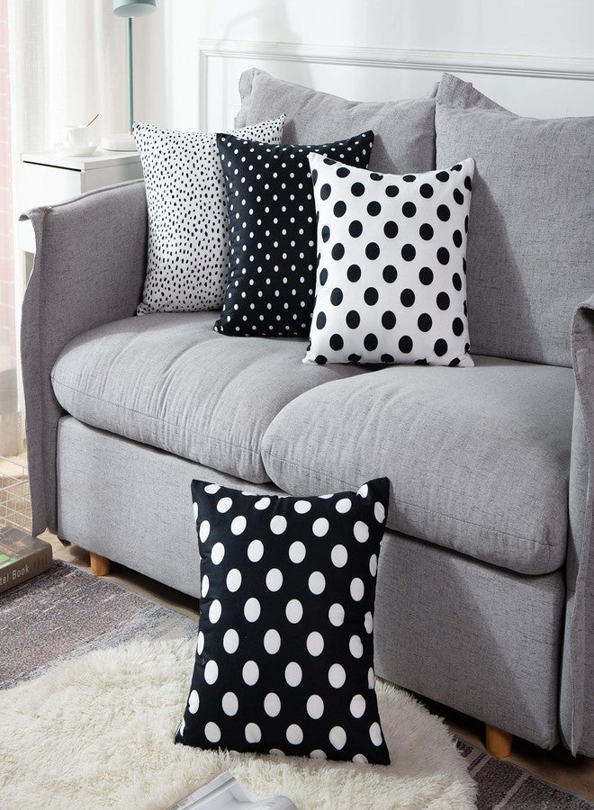 Emvency Set of 4 Throw Pillow Covers Polka Dot Black and White Spot Simple Structure Abstract with Decorative Pillow Cases Home Decor Square 18x18 Inches Pillowcases - Image 5