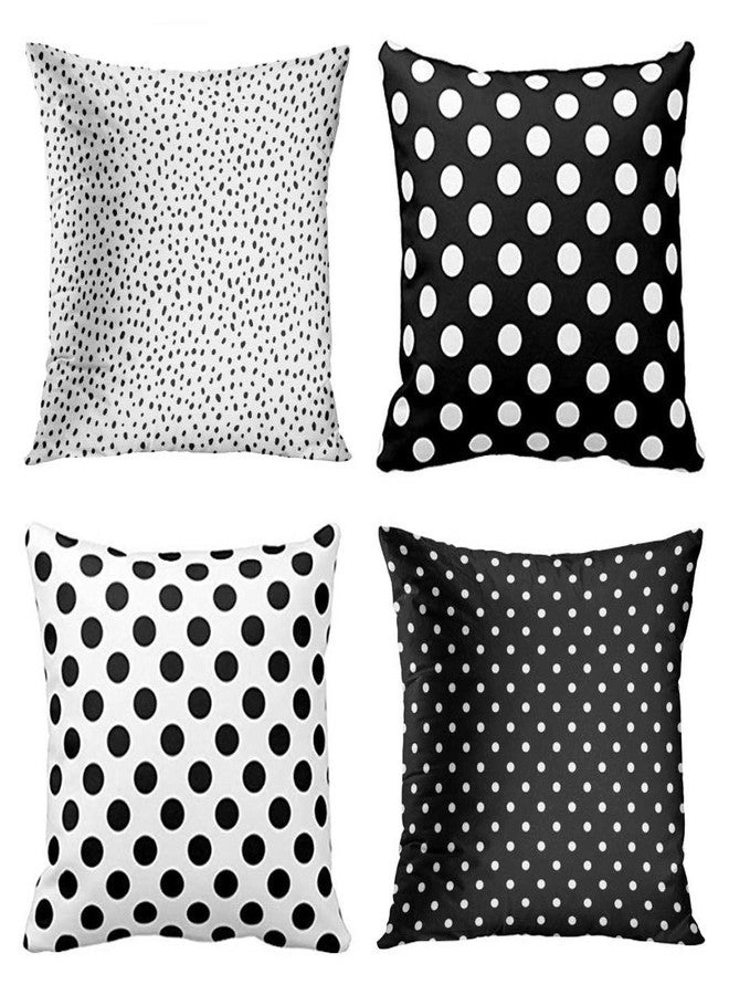 Emvency Set of 4 Throw Pillow Covers Polka Dot Black and White Spot Simple Structure Abstract with Decorative Pillow Cases Home Decor Square 18x18 Inches Pillowcases - Image 1