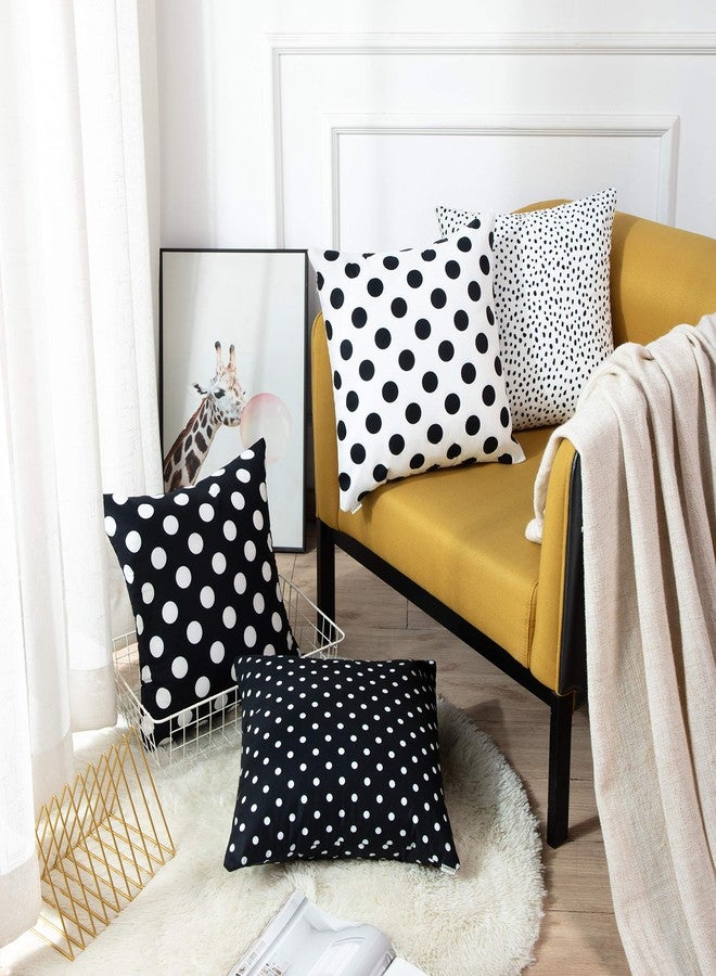 Emvency Set of 4 Throw Pillow Covers Polka Dot Black and White Spot Simple Structure Abstract with Decorative Pillow Cases Home Decor Square 18x18 Inches Pillowcases - Image 2