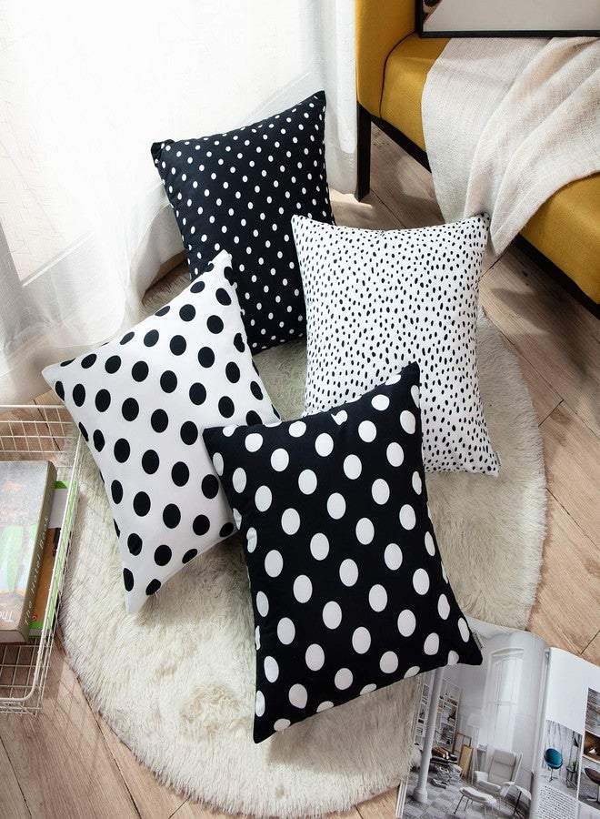 Emvency Set of 4 Throw Pillow Covers Polka Dot Black and White Spot Simple Structure Abstract with Decorative Pillow Cases Home Decor Square 18x18 Inches Pillowcases - Image 3
