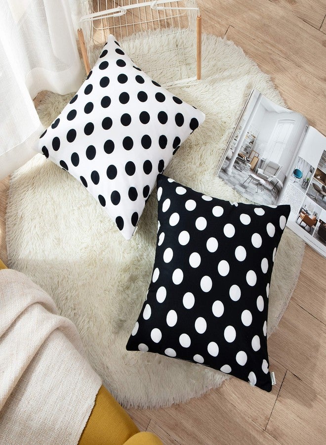 Emvency Set of 4 Throw Pillow Covers Polka Dot Black and White Spot Simple Structure Abstract with Decorative Pillow Cases Home Decor Square 18x18 Inches Pillowcases - Image 4