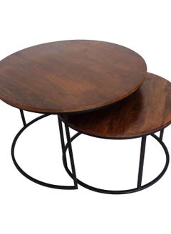 AVA AVA DESIGNZ Coffee Table Set of 2, Modern Stacking Nesting Tea Table Center Table for Living Room Bedroom (Chestnut Black)  - Image 2