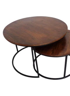 AVA AVA DESIGNZ Coffee Table Set of 2, Modern Stacking Nesting Tea Table Center Table for Living Room Bedroom (Chestnut Black)  - Image 1