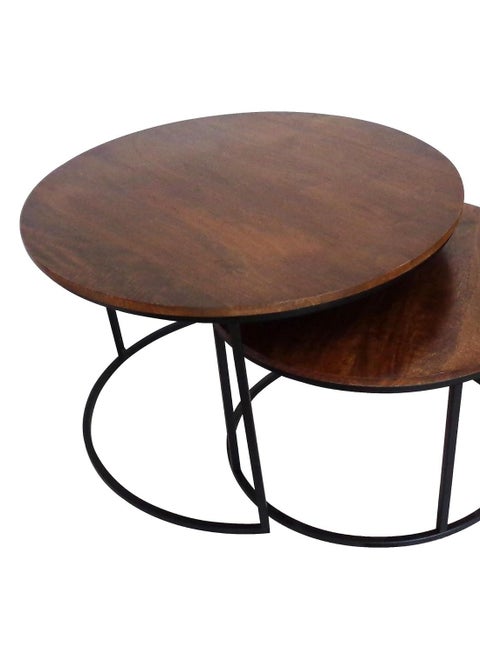 AVA DESIGNZ Coffee Table Set of 2, Modern Stacking Nesting Tea Table Center Table for Living Room Bedroom (Chestnut Black)